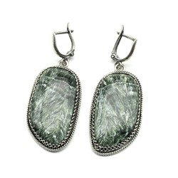Серьги серафинит 21*37мм.