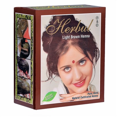 LIGHT BROWN Henna, Herbul (Индийская хна для волос СВЕТЛО-КОРИЧНЕВАЯ, Хербул), 1 уп. (6 пак. по 10 г.)
