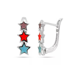Серьги из серебра эмаль, Тсд44микс