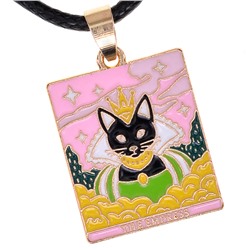 Кулон Tarot ЧЕРНАЯ КОШКА ИМПЕРАТРИЦА - The Empress, на шнуре (металл, размер 2,4*2 см.), 1 шт.