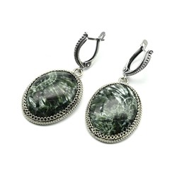 Серьги серафинит "Овал" 23*29мм.