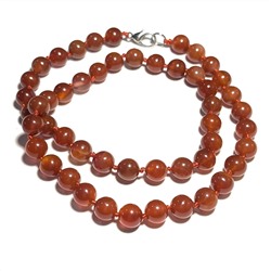 Бусы из натурального камня СЕРДОЛИК (бусины по 8 мм., длина 46-48 см.), 1 шт.