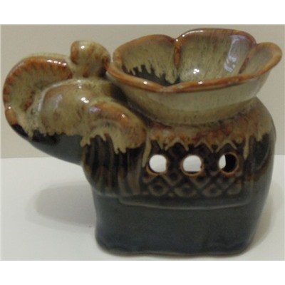 Аромалампа СЛОН С ЧАШЕЙ (хобот вверх) (керамика, глазурь, 10 см.), 1 шт.