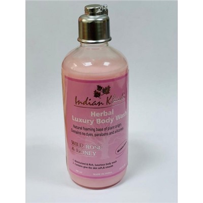 Herbal Body Wash WILD ROSE & HONEY, Indian Khadi (Натуральный увлажняющий гель для душа ДИКАЯ РОЗА И МЁД, Индиан Кхади), 300 мл.