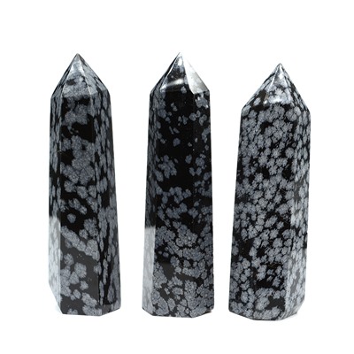 Кристалл из обсидиана снежного "Карандаш" 25*26*107мм, 110-119г