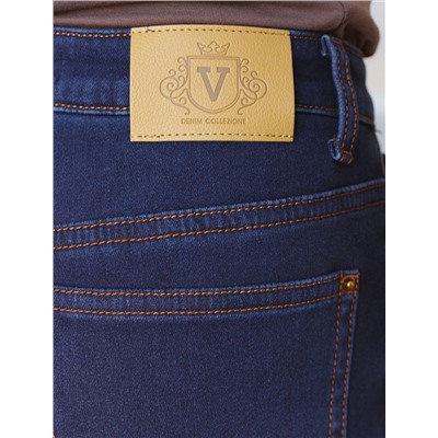 Джинсы mom-fit из эластичного денима на флисе