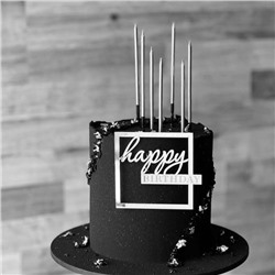 Украшение надпись для торта «Happy Birthday»в серебряной рамке