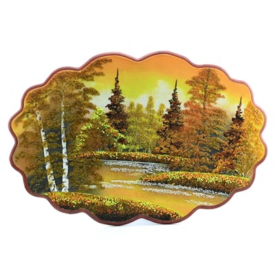 Большая картина из каменной крошки, осеннее утро "облако" 62*41,5см, 1560г
