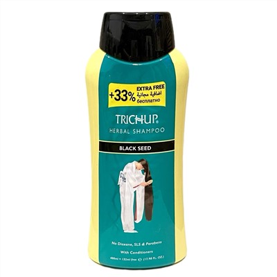 Trichup Herbal Shampoo BLACK SEEDS, Vasu (ТРИЧУП (ТРИЧАП) шампунь на основе трав, ЧЕРНЫЙ ТМИН, Васу), 400+132 мл.