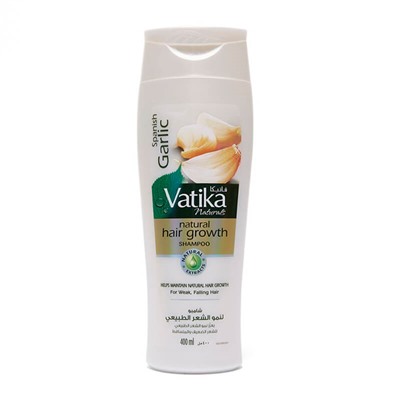 Vatika SPANISH GARLIC Natural Hair Growth Shampoo, Dabur (Ватика ИСПАНСКИЙ ЧЕСНОК Шампунь ДЛЯ РОСТА ВОЛОС для ослабленных и выпадающих волос, Дабур), 400 мл.