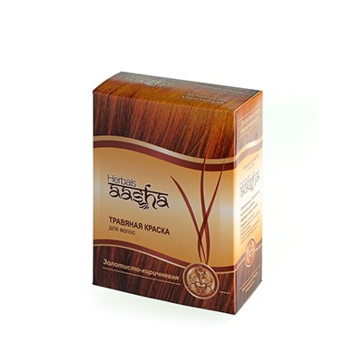 Травяная краска для волос ЗОЛОТИСТО-КОРИЧНЕВАЯ, Aasha Herbals, 60 г.