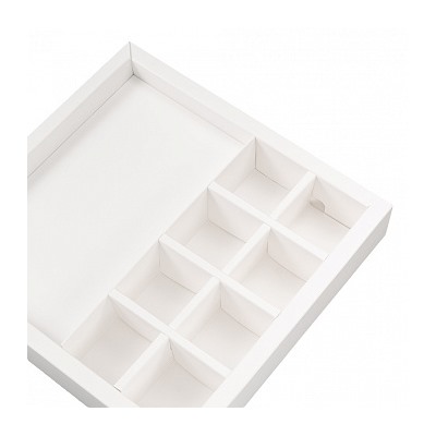 Коробка с обечайкой под шоколадку и 8 конфет, белая с окном 19*19*3,8 см
