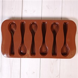 Форма силиконовая для шоколада "Ложки" (большая) 20*10 см, 6 ячеек