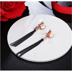 15%SALE! Длинные серьги - цепочки из ювелирной стали, Бабочки, 2 в 1, 1 пара.