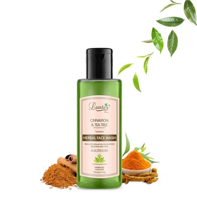 CINNAMON & TEA TREE Face Wash, Luster (КОРИЦА И ЧАЙНОЕ ДЕРЕВО травяной гель для умывания без сульфатов и парабенов С ЭФИРНЫМ МАСЛОМ ЛАЙМА, Ластер), 110 мл.