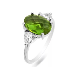 Кольцо из серебра султанит, Элеганс