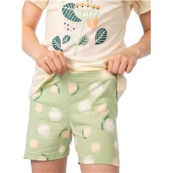 Комплект детский (футболка/шорты) Св.бежевый/св. зелёный