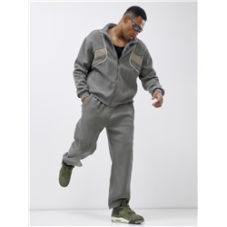 Спортивный костюм мужской демисезонный на флисе серого цвета 329Sr