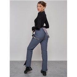 Полукомбинезон утепленный женский зимний горнолыжный голубого цвета 911Gl