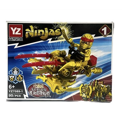 Конструктор NINJAS Трансформер Ниндзя на Летат.аппарате 95дет. 19*14см / YZ7089-1