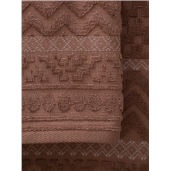 Махровое полотенце жаккардовое Соната беж- какао ПМА-6603 (118)