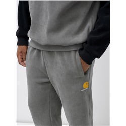 Спортивный костюм мужской демисезонный на флисе серого цвета 322Sr