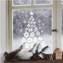 Наклейки для окон «Елка из игрушек», многоразовая, 33 × 50 см