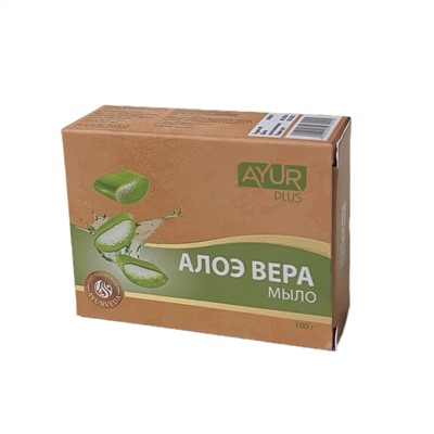 ALOE VERA soap, Ayur Plus (Мыло туалетное АЛОЭ (алое) ВЕРА, Аюр Плюс), 100 г.