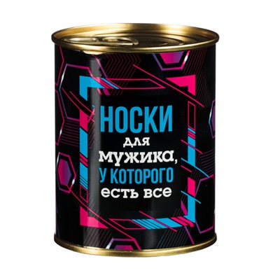 Носки мужские в консервной банке, р 41-43, 9,5х7,6 см, х/б-100%, металл