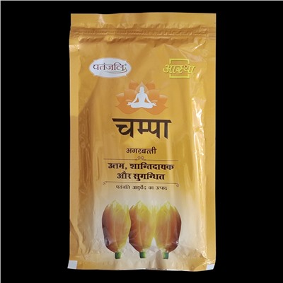 Aastha agarbatti CHAMPA, Patanjali (Аастха благовония ЧАМПА, Патанджали), пакет, 150 г.