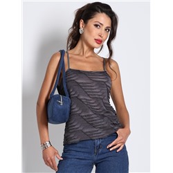 Серый топ с рюшами