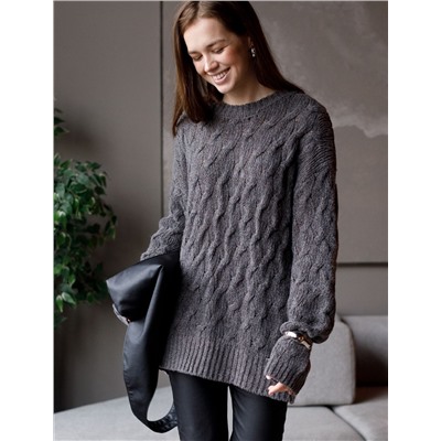 Джемпер крупной вязки из уютной пряжи с ангорой и мохером