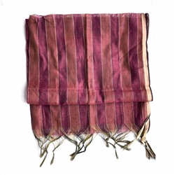 Индийский палантин из органзы БОРДОВЫЙ В ПОЛОСКУ (длина 2,16 м., ширина 0,8 м.), Thread, 1 шт.