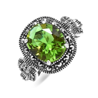 Кольцо из серебра султанит, марказит, SL-AGA628