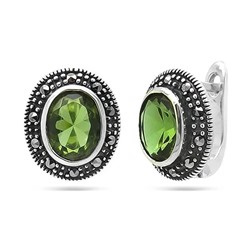 Серьги из серебра марказит, султанит, SL-AGA134