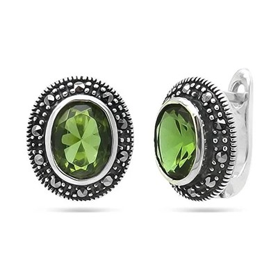 Серьги из серебра марказит, султанит, SL-AGA134