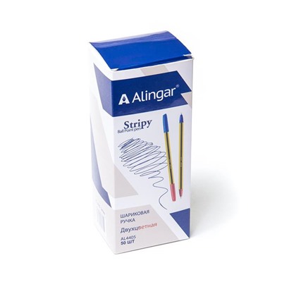Ручка шар. син. Alingar двухсторонняя (синяя,красная)игольч.цветн. пл.корп. (вып.по 5шт) AL4405