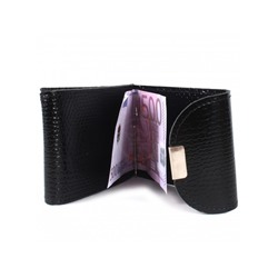 Зажим для купюр Croco-зк-300 (карм на мелочи,  2 кнопки)  натуральная кожа черный змея (201)  205852