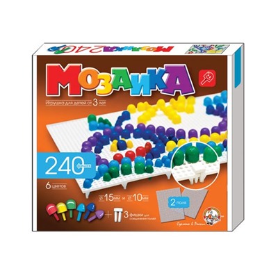 Пластмассовая мозаика для детей (240 элементов и 2 поля)