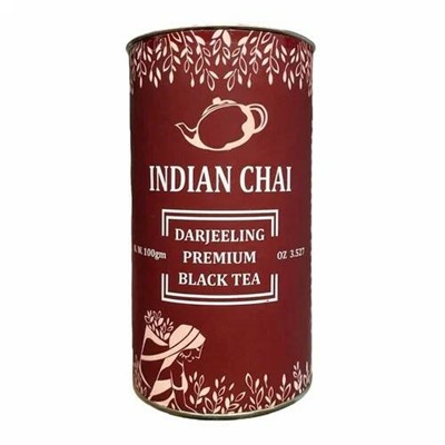 Indian Chai DARJEELING Premium BLACK TEA, Bharat Bazaar (ДАРДЖИЛИНГ Премиум, ЧЕРНЫЙ ЧАЙ, Бхарат Базаар), банка 100 г.