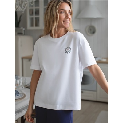 Футболка с принтом свободная эластичная из премиального хлопка