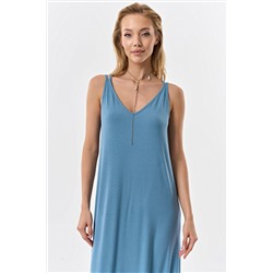 Платье летнее миди трикотажное голубое