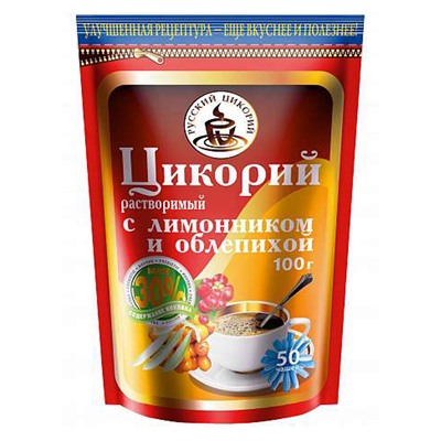 ЦИКОРИЙ растворимый С ЛИМОННИКОМ И ОБЛЕПИХОЙ, Русский Цикорий, 100 г.