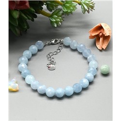 Браслет из кальцита шарик гр.8мм цв.аквамарин