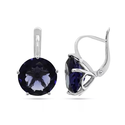Серьги из серебра танзанит выращ., СПН147