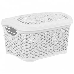 Корзинка для хранения Keeplex Fiori с крышкой 3,3 л, 24,2×18×14 см KL401211048 белое облако
