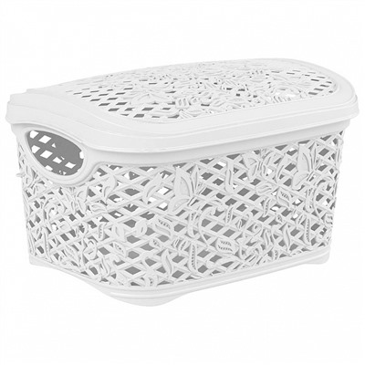 Корзинка для хранения Keeplex Fiori с крышкой 3,3 л, 24,2×18×14 см KL401211048 белое облако