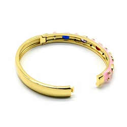 Браслет круглый с эмалью и цирконами цв.розовый, 16,5см