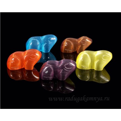 Лягушка из кошачьего глаза 35*20*15мм цвет микс, 30гр.