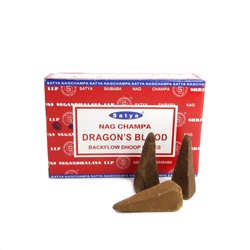 NAG CHAMPA DRAGON'S BLOOD Backflow Dhoop Cones, Satya (НАГ ЧАМПА КРОВЬ ДРАКОНА благовония пуля стелющийся дым, Сатья), уп. 24 конуса.